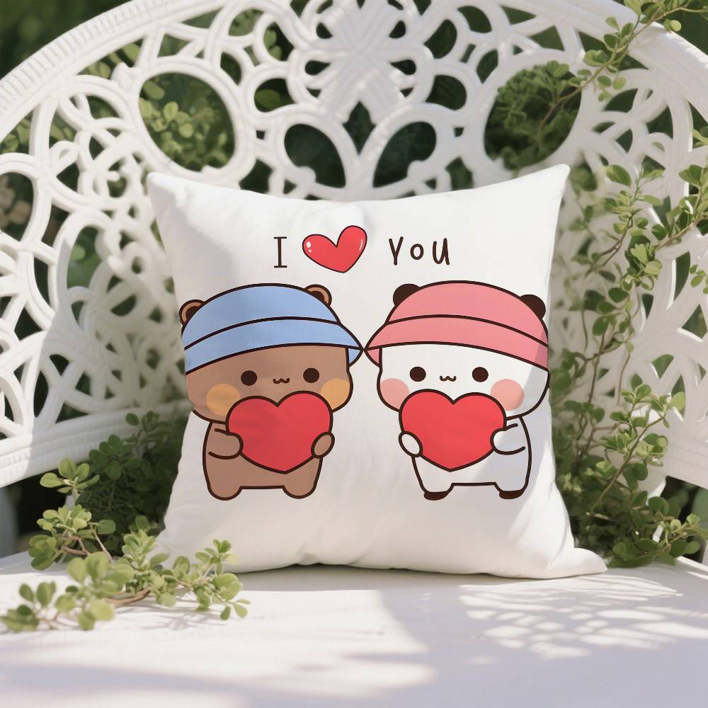 Мультяшный Бубу и Дуду Прекрасная наволочка Наволочка против пылевых клещей Потайная молния Шелковистый короткий плюш Чехол на диванную подушку