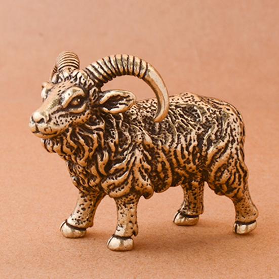 Латунная статуэтка козла, мини-статуэтка козла, коллекционная ретро-скульптура животного для домашнего офиса, кабинета, стола, декора