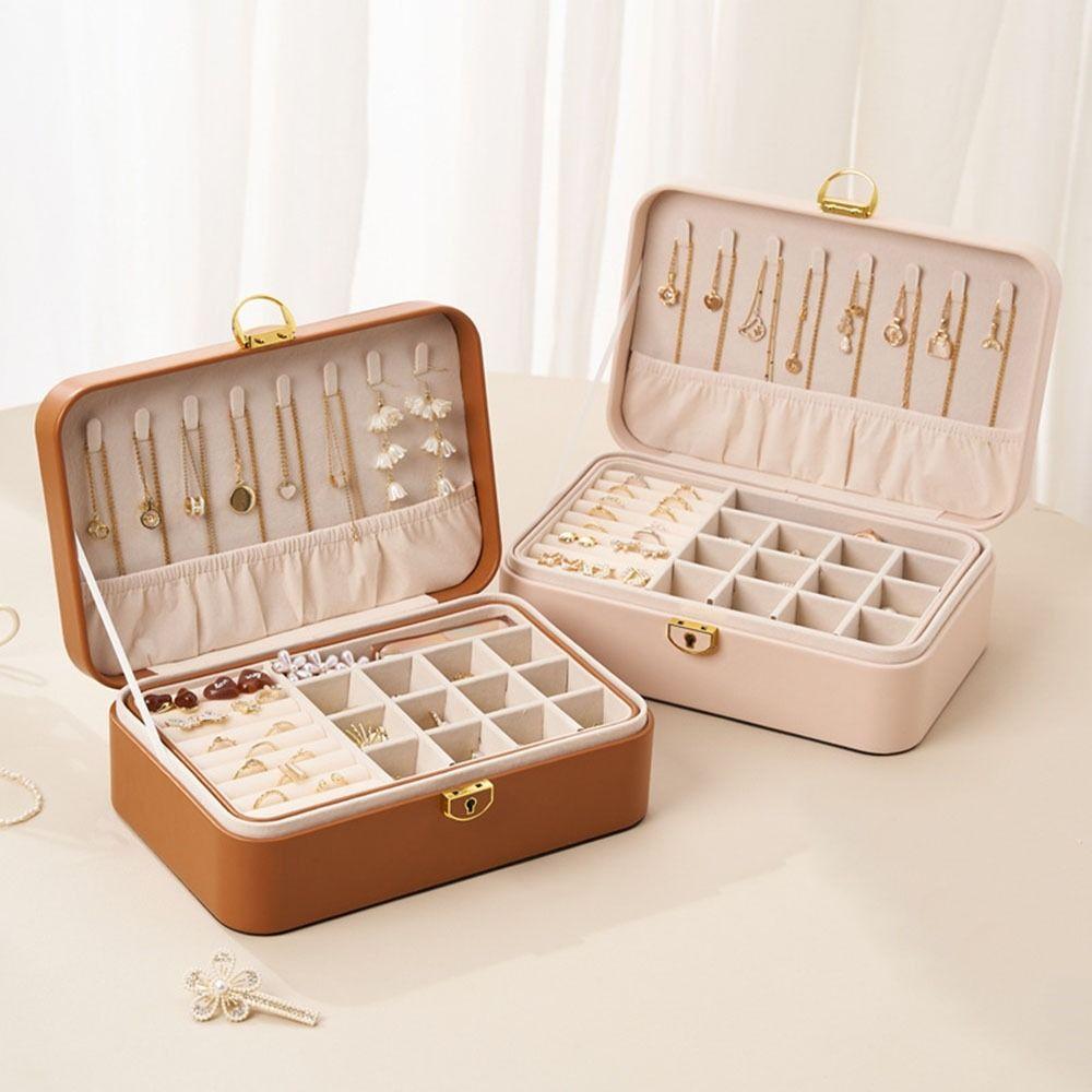 Space Saving Double-Layer Jewelry Storage Box Large Capacity Jewelry Storage Case  Ring
