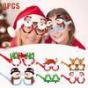 8Pcs/Set Christmas Decorative Glasses Set Reindeer Santa Claus Paper Glasses Party Creative Glasses Children'S Surprise Gift