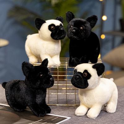 Милая стоящая черная кукла-щенок, плюшевая игрушка, кукла-бульдог, мальчик, успокаивающая кукла