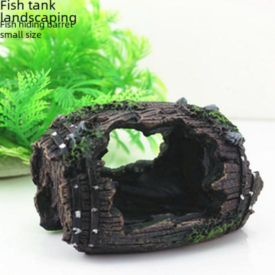 Antique Resin Wine Barrel Aquarium Decoration Ornament 808