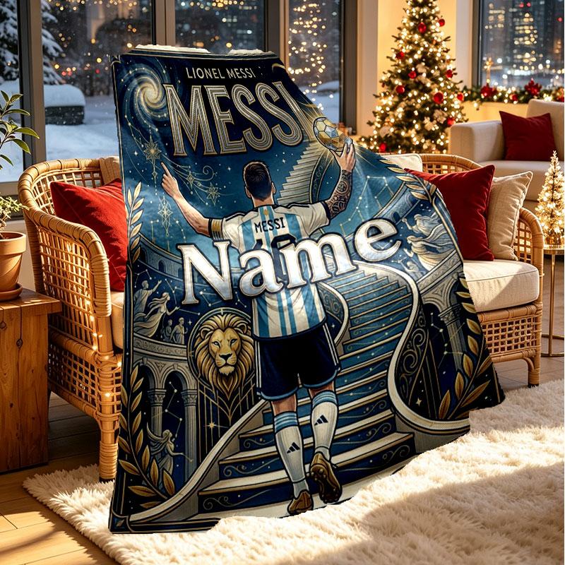 Custom Name Personalized Lionel Messi Print Blanket, Home Decor, Bedroom, Sofa, Camping, Couch, Gifts for Birthday Christmas