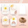 1set 120Pcs 4 Styles Sunflower Paper Thank You Gift Tags Hange Tags For Arts and Crafts with 30M Jute Twine Rectangle Sun 7.7x5.1cm Hole: 5mm