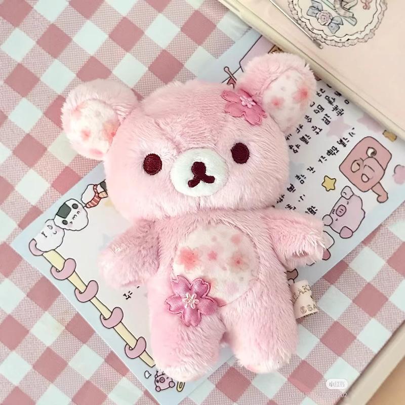 Rilakkuma Sakura Floral Bear Plush Toy Soft Stuffed Cuddly Sleeping Hug Pillow Home Decoration Birthday Gift For Adult Women