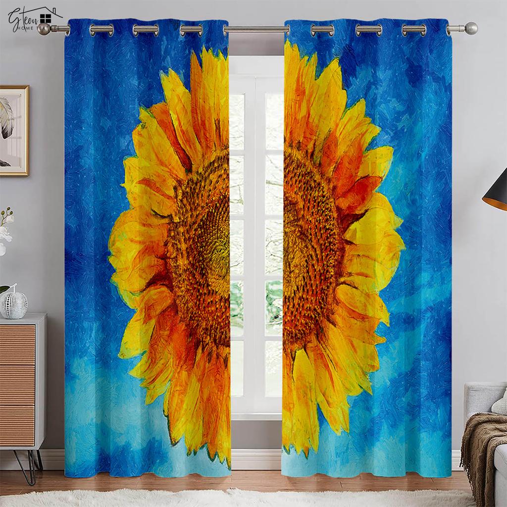 Шторы с цветочным принтом подсолнухов, декор окон в пасторальном стиле, подходящие для гостиной, спальни, балконных штор