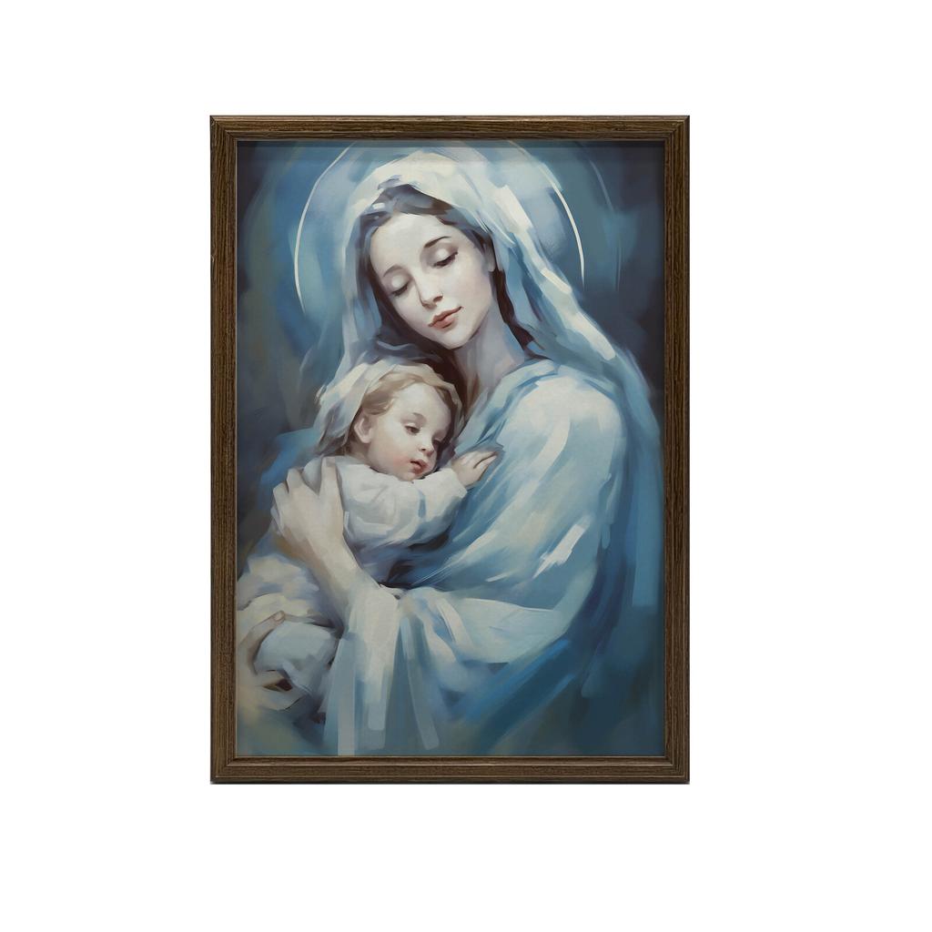 Harmonia Niebieskiej Miłości: Maryja Z Jezusem Harmonia Niebieskiej Miłości: Maryja Z Jezusem, 30X40 Cm, Rama Aluminiowa Czarna, Papier Matowy 230 Gsm