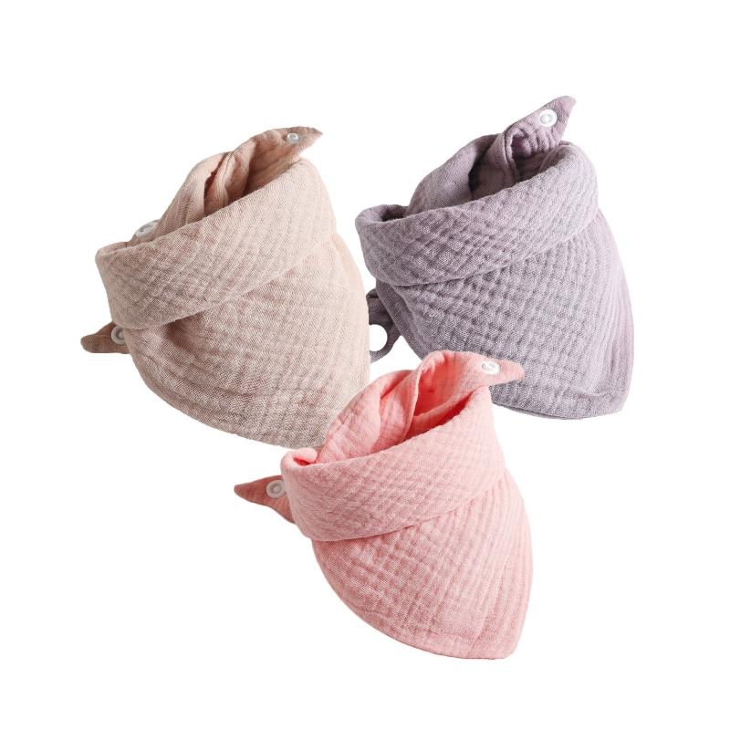 3Pcs/lot Baby Muslin Bibs Soft Cotton Solid Color Bibs Saliva Towel Boys Girls Feeding Apron Bandana Drool Stuff Bibs