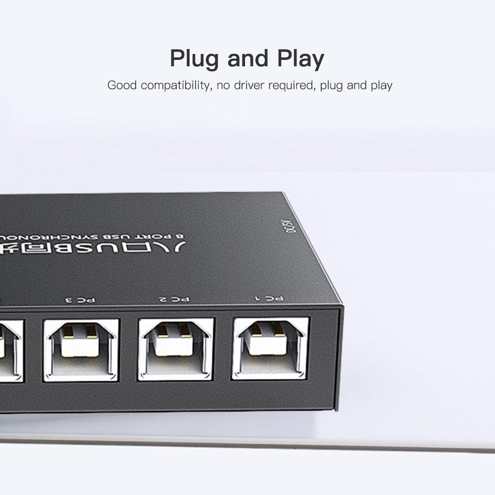 8-портовый USB-синхронизатор, Управление клавиатурой и мышью с помощью высокопроизводительного чипа, Поддержка синхронизации мыши, Антистатический, Защита от помех для ПК