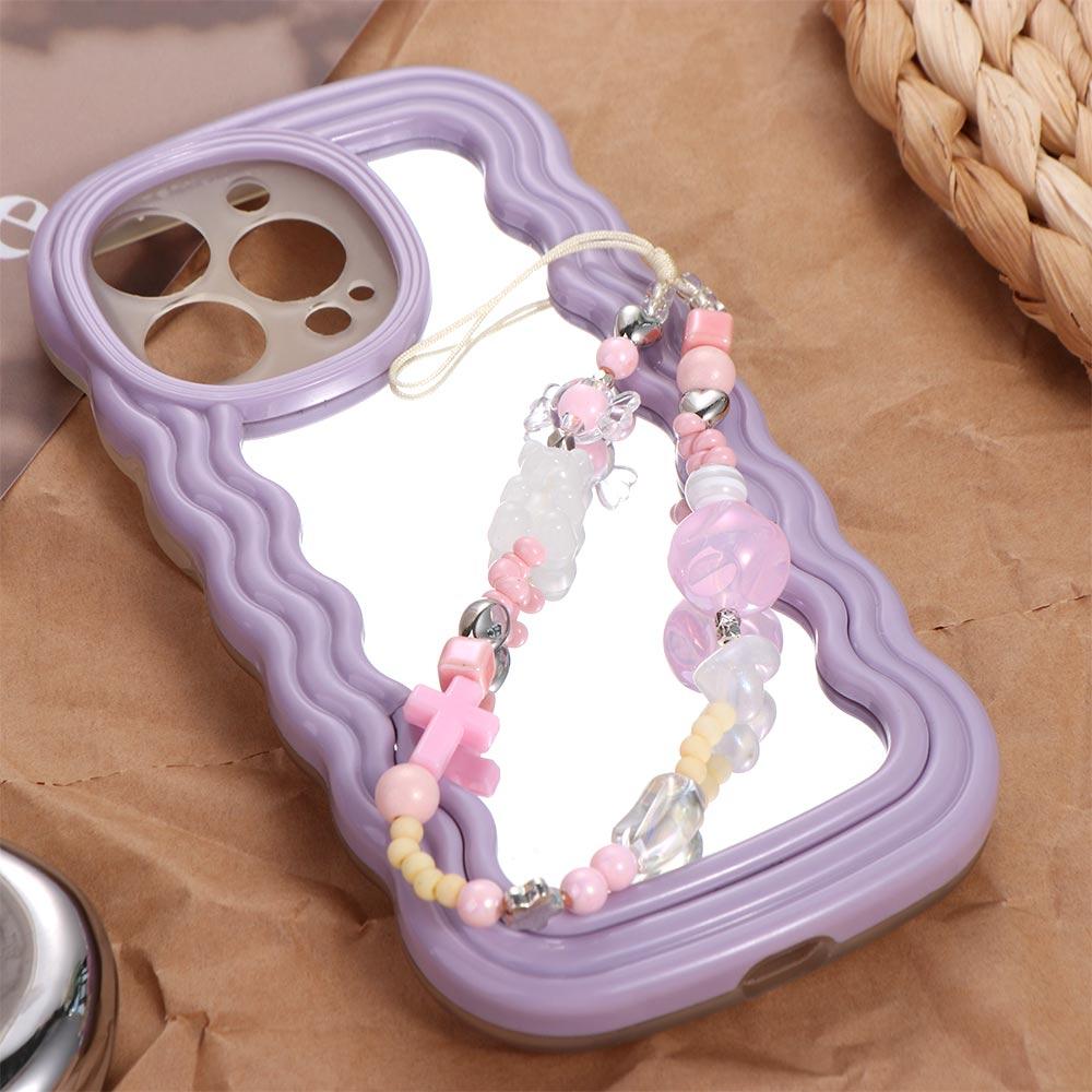 Y2K Silver Phone Lanyard Clear Star Beads Phone Chain Cell Phone Strap Bracelet Keychain