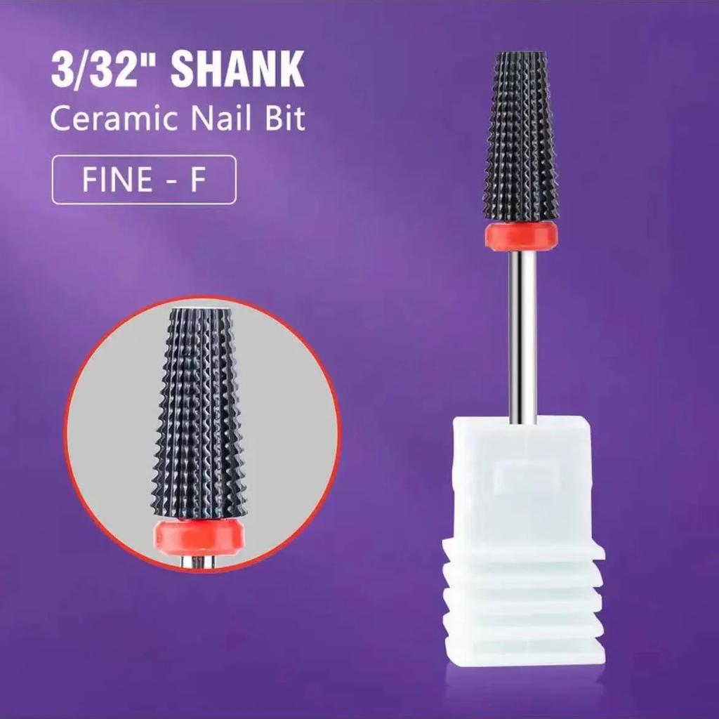 Black 5 In 1 Ceramic Nail Drill Bit For Electric Drill Machine 3/32" Shank Milling Cutter Fast Remove Acrylic Or Hard Gel