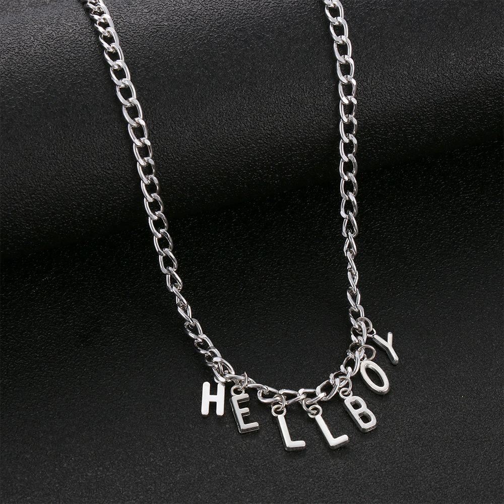 New Hip Hop Women "Hellboy" Choker Letter Bib Chain Pendant Necklaces