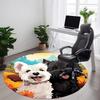 1PC Puppies Flowers Office Round Area Rug,  Mat Suitable ForOffice, Under Office Chairs Bedroom Living Room Home Decor, Room Deco