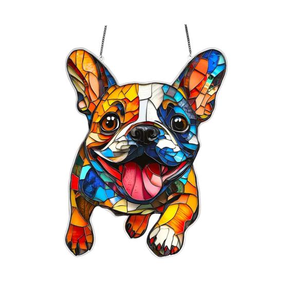 Собака ловец солнца окрашенный акриловый рождественский орнамент красочный щенок ловец солнца подвесное украшение для окна балкона сад
