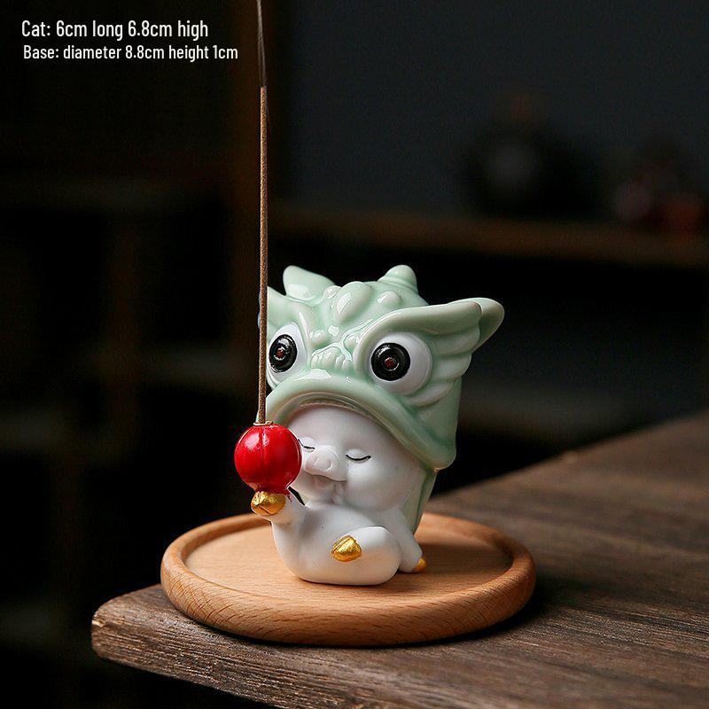 Керамический Держатель для благовоний в виде кота: Милый ornament-питомец «Танец льва» для декора дома.