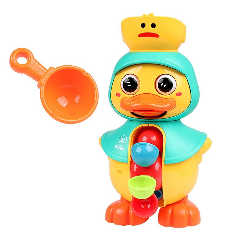 Милые утки для ванны, игрушки для малышей 1-4 лет, с вращающимися водяными колесами, в ванную комнату, на присосках, детский душ, ванна