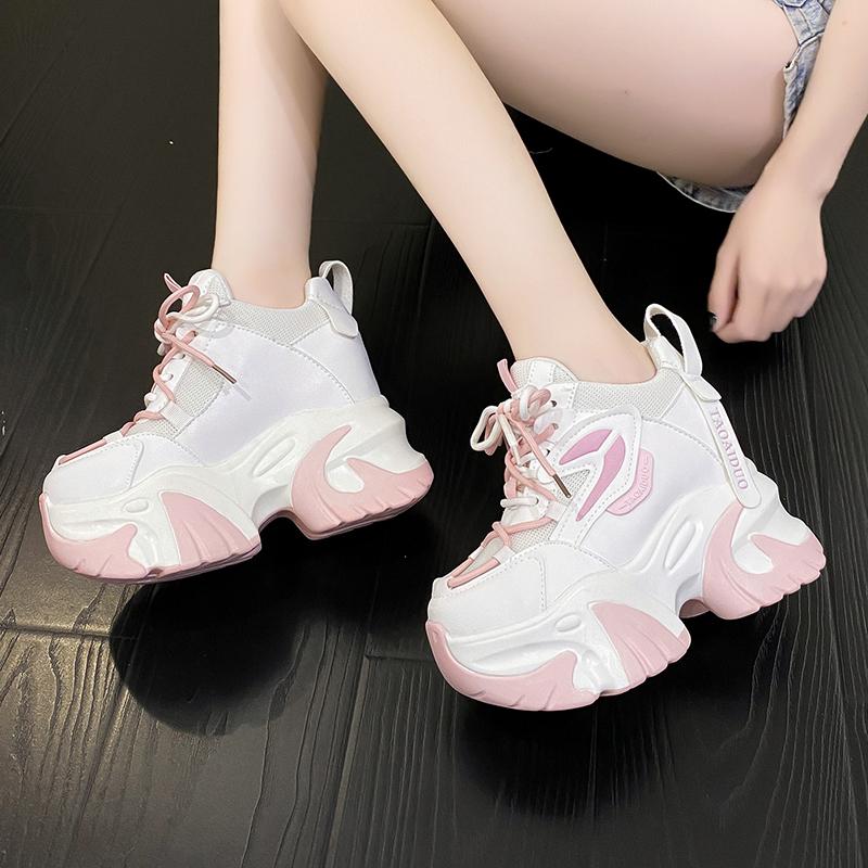 Модные осенние кроссовки для женщин Платформа 11 см Массивные повседневные туфли Высокое качество Женские теннисные кроссовки для ходьбы Толстая подошва