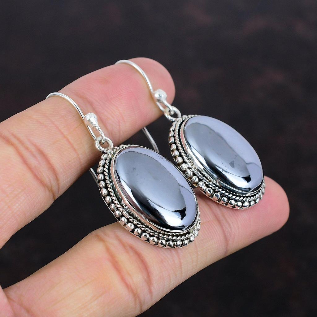 Серьги из шунгита, настоящие серьги из драгоценных камней, винтажные украшения, серьги из стерлингового серебра 925 пробы, украшения ручной работы, абсолютно новые серьги, подарки для мамы