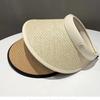Соломенная шляпа с открытым верхом для женщин, защита от УФ-излучения, летний солнцезащитный козырек, широкий козырек для защиты лица и создания стройного силуэта, модная пляжная соломенная шляпа