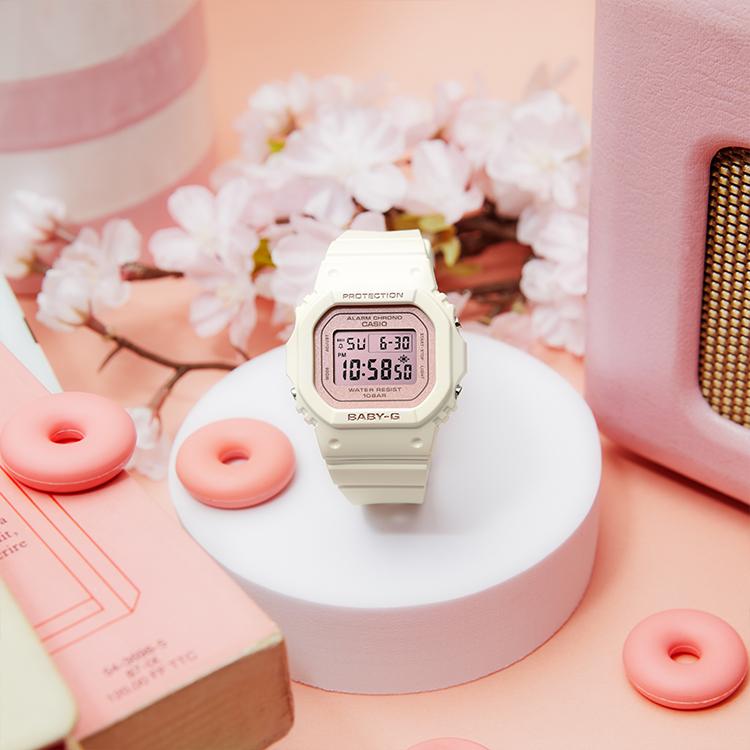 Casio Часы Baby-G Квадратные Весна Лето Макаронные Студенческие Парные Часы Электронный Механизм Ремешок из Смолы Унисекс Часы Розовые BGD-565SC-4PR