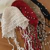 Beanies Knit Cap Hollow Out Ethnic Style Hat Hollow Pearl Tassels Knitted Hat  Apparel Accessories