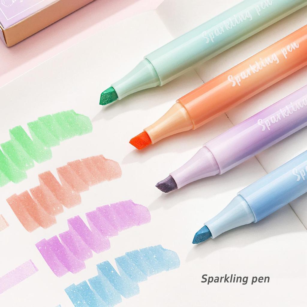 4 шт. набор маркеров-маркеров Sparklin Color, блестящие, блестящие, волшебные, художественные маркеры, линейка для рисования, школа живописи