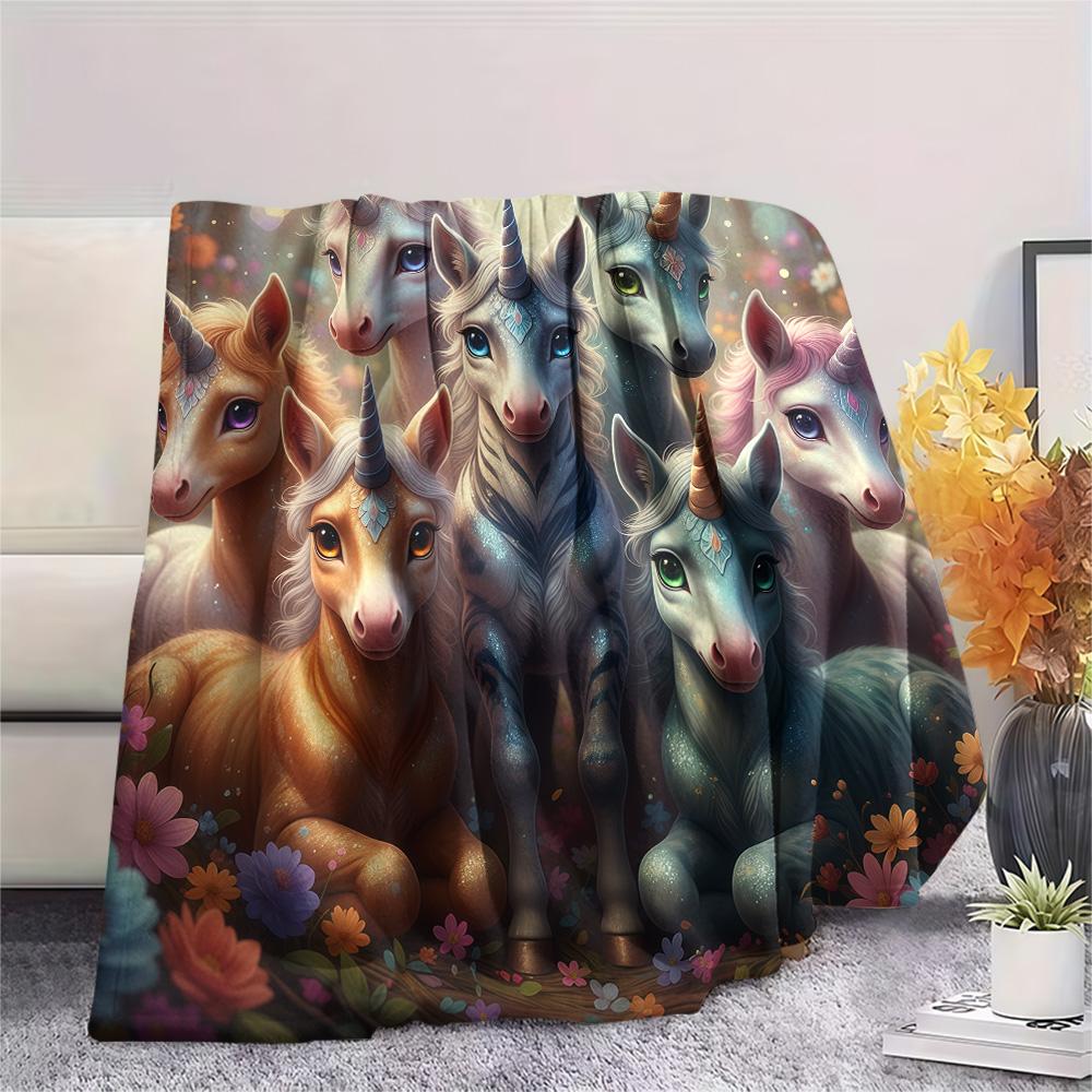 1PC Animals Print Flannel Blanket, High quality Comfortable for All Seasons, Home Decor, Warmth and Comfort