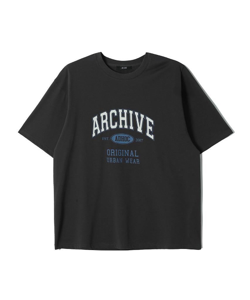 ADHOC Men'S Lettering Artwork T-Shirt (Dk-Grey) (Hc6St46)