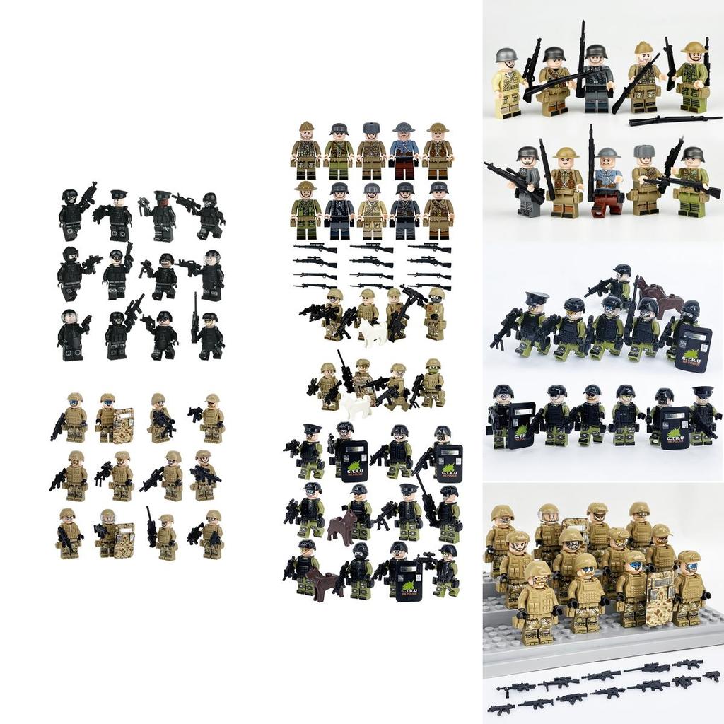 Mini Puzzle Game Set 8 Special Forces Action Figures With Removable Joints And Weapons