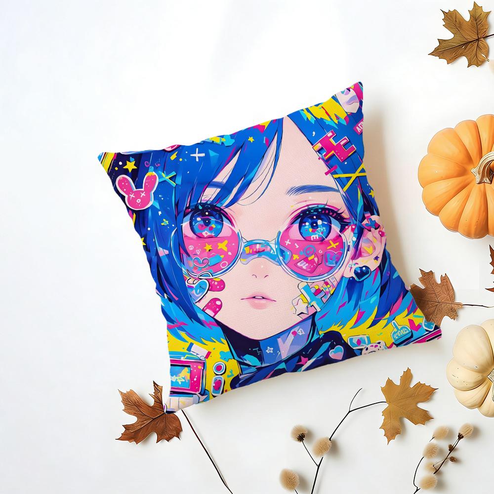 Fashion Pop Art Anime Street Graffiti Cushion Cover Washable Linen Pillowcase Soft  for Daily Sofa Bed Home Room Decor