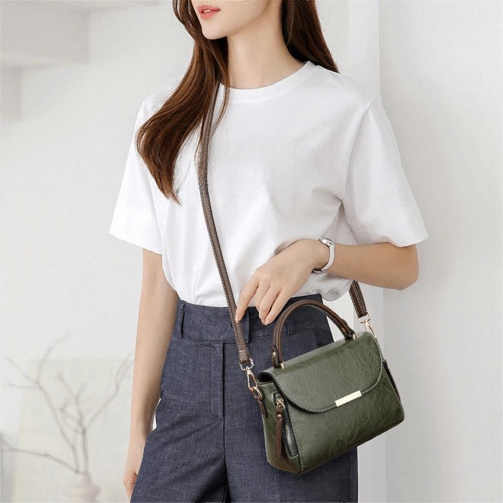 Elegant Soft PU Leather Women Shoulder Bag Large Capacity Zipper Closure Crossbody Bag Multi Layer Lady Handbag Casual Use