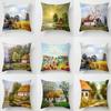 Bedroom Living Room Car Office Pillowcase Country Oil Painting Scenery Pillow Sofa Cushion