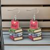 1 пара красочных серег-подвесок в виде сердечек с дизайном книг, милые деревянные украшения в мультяшном стиле