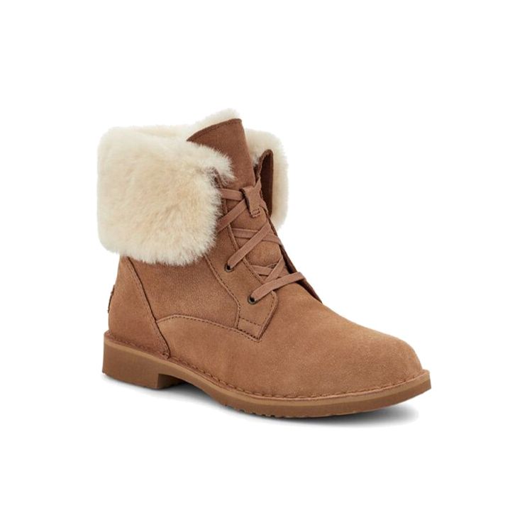 UGG Женские замшевые теплые винтажные удобные короткие зимние сапоги Weylyn длиной до середины голени, каштановые 1120703-CHE