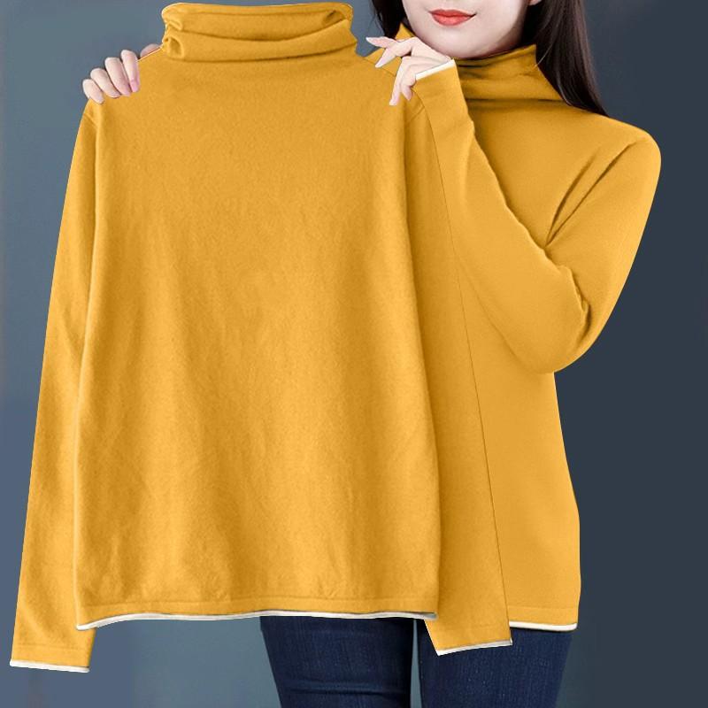 Women S Plus Size High Neck Long Sleeve Fleece Lined T Shirt Slim Fit For Mom