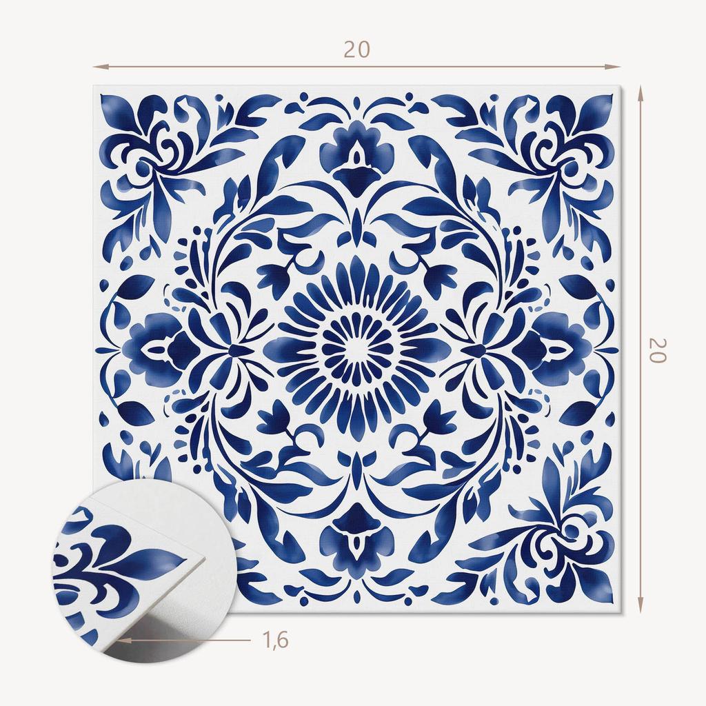 Kafelki Samoprzylepne Winylowe Z Nadrukiem Kwiatowy Wzór Z Ornamentami 20X20X20 Cm