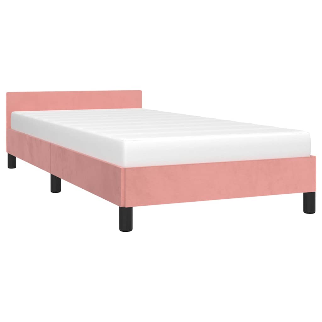 Vidaxl Rama Łóżka Z Zagłówkiem Bez Materaca, Różowa 90X190Cm Aksamitna