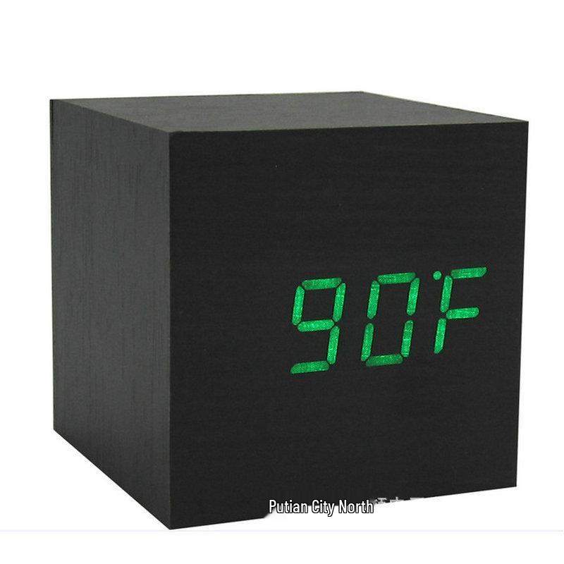 Smart Wooden Digital Alarm Clock with Night Light - Multi-functional Square Wall Clock for Students
