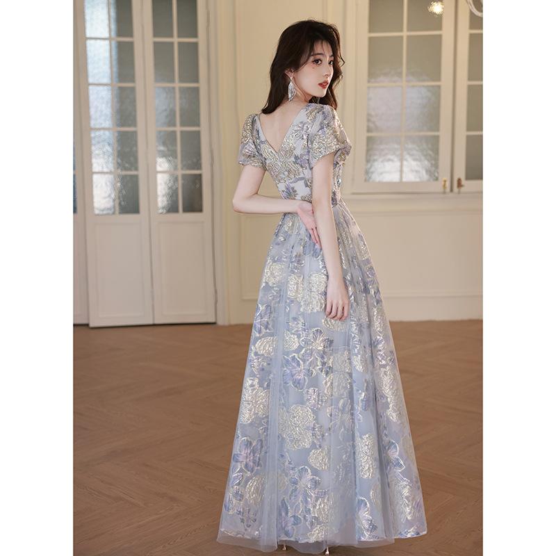 Super fairy evening dress women's 1011 new high-end banquet temperament high-end light luxury host adult ceremony art examination French style