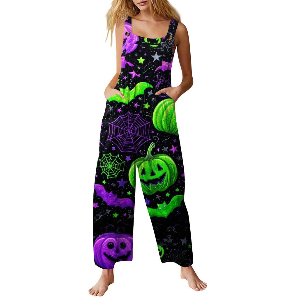 Женский комбинезон с принтом, повседневный свободный комбинезон