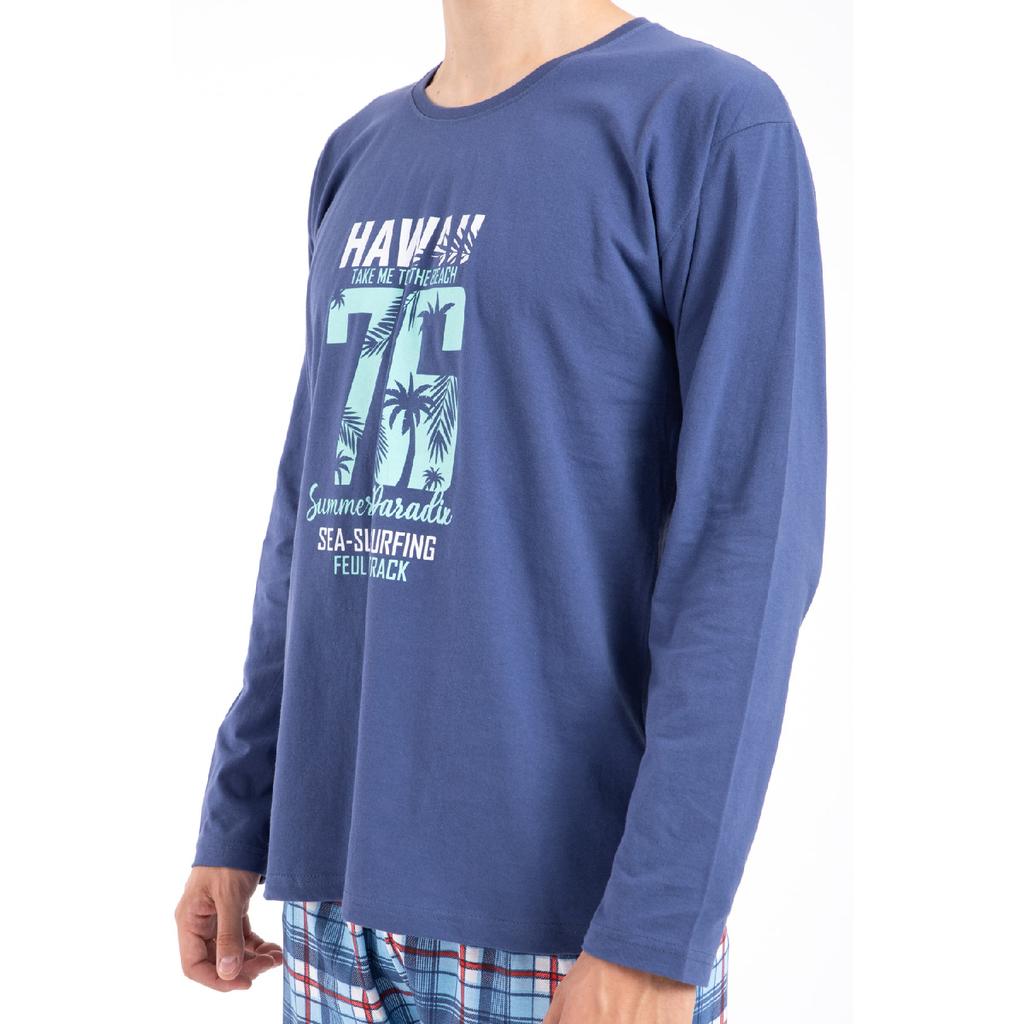 Мужской пижамный комплект с принтом и длинными рукавами 2170