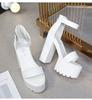 Women Summer Sandals 14CM High Heel Roman Gladiator Sandals Platform Thin Strap Simple Sandals