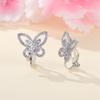 Модные маленькие серьги-клипсы-бабочки для женщин без отверстия для уха, серебряные цветные розовые циркониевые свадебные серьги, ювелирные изделия без пирсинга