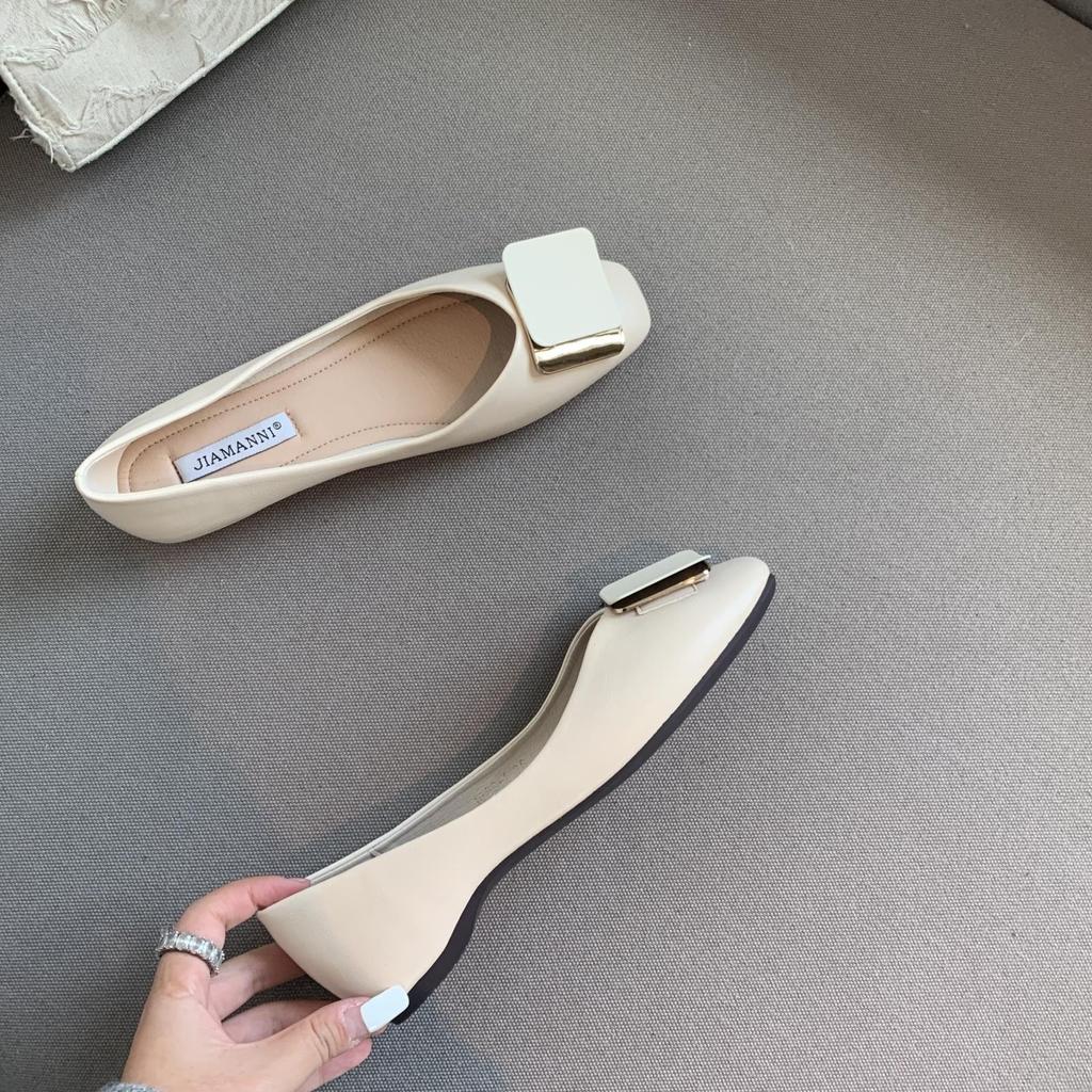 Мода 2024 года, брендовые туфли на плоской подошве с металлической пряжкой, женские балетки с мягкой подошвой, лоферы без застежек, женские повседневные туфли, универсальные мокасины