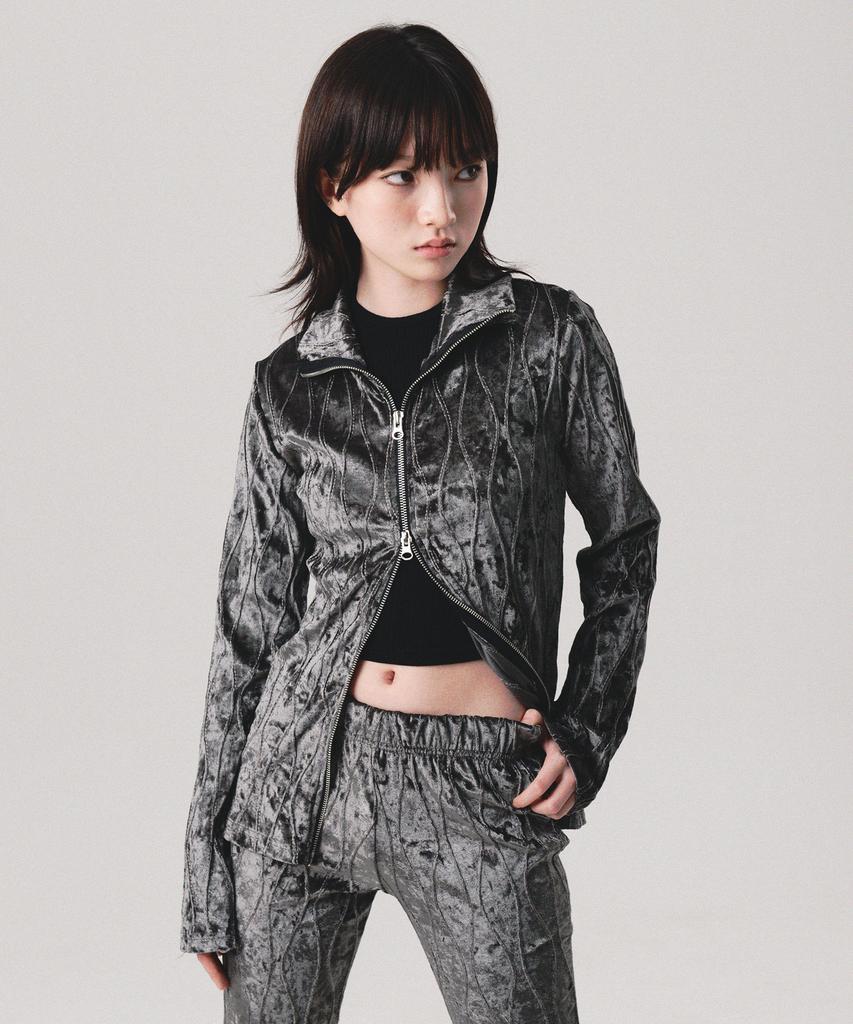 PEACE MAKER Velvet Wave Zipup Pants Set Up (3Color)