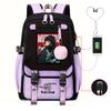 Новый анимационный школьный рюкзак, детский, контрастных цветов, нейтральный, с принтом, для учеников начальной и средней школы, повседневный, с USB-портом