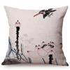 Chinese Style Vintage Ink Painting Lotus Pattern Throw Pillow Cover Classical Luxury Cushion Cover Sofa Decoration Pillowcase