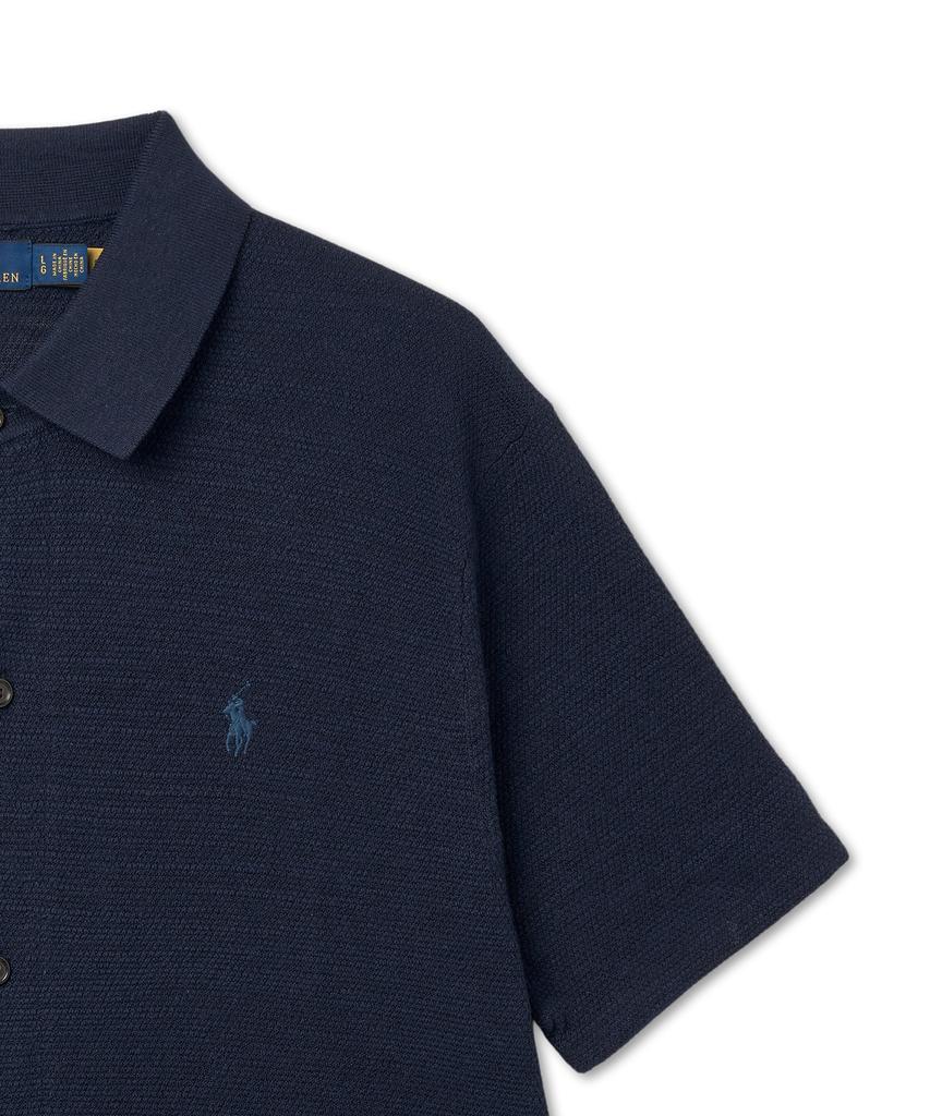 POLO RALPH LAUREN Textured Cotton Linen Shirt Sweater - Bright Navy