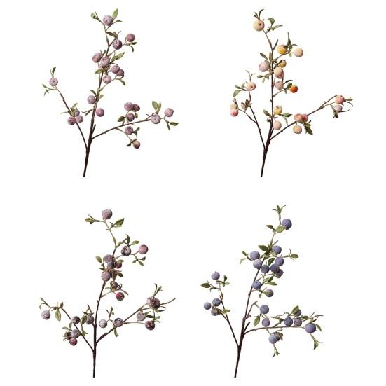 Faux Berry Stems Realistic Red/Blue/Purple Berries Branches Artificial Fruits Picks for DIY Flower Arrangement Wedding Home Decor