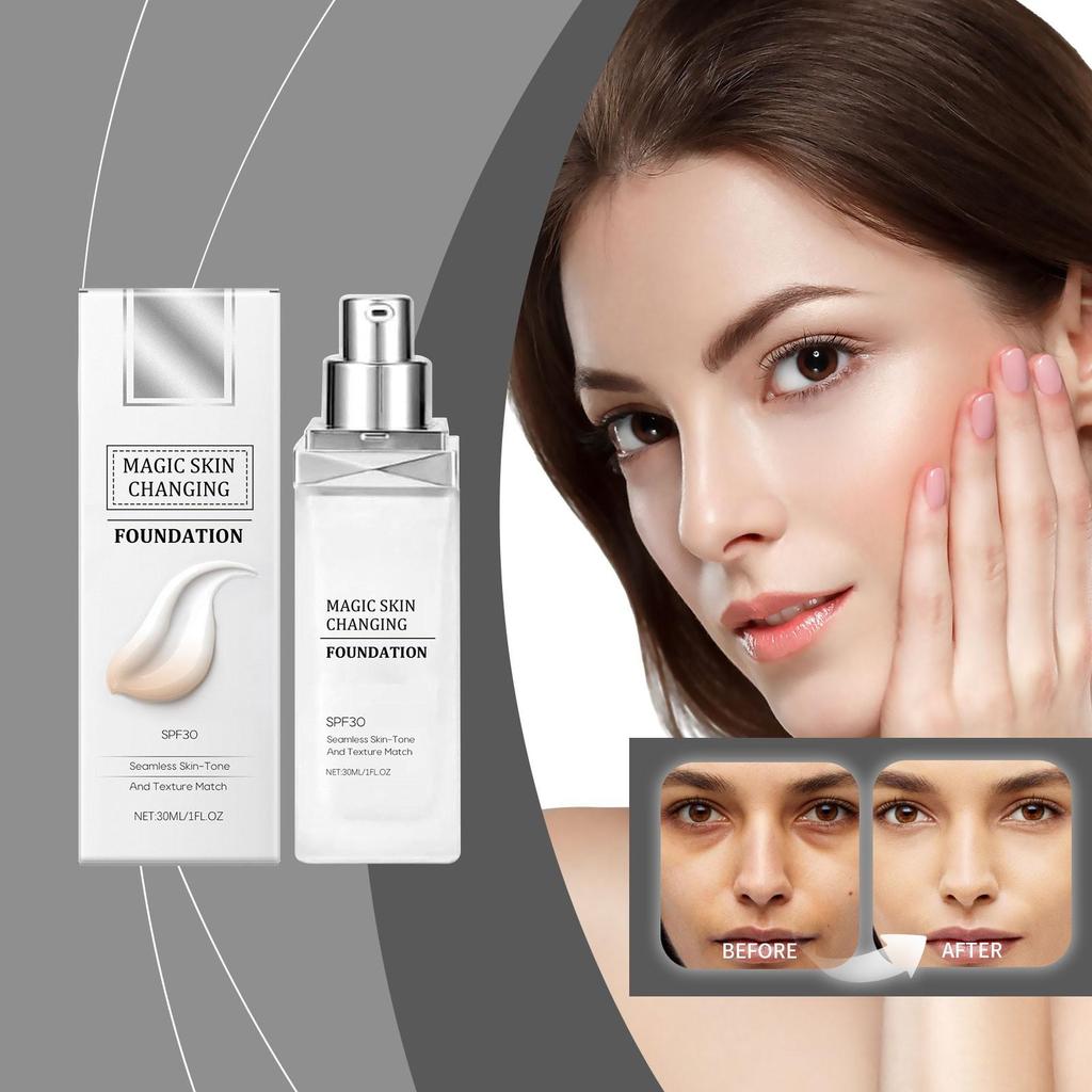 Тональная основа, меняющая цвет, идеальная тональная основа, меняющая цвет, основа под макияж, увлажняющая жидкая тональная основа для женщин и девочек, нежирная, не оставляющая следов, 30 мл